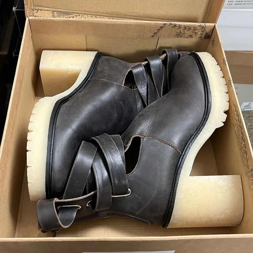 Free People Jesse Cutout Platform Boot in Bitter Brown